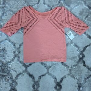 Buckle Pink Geometric Knit Top